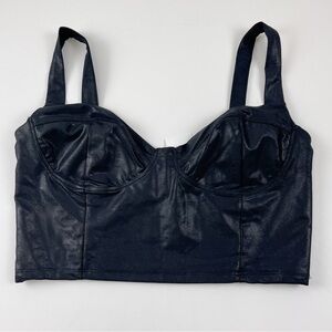 Naked Wardrobe Crop Top Womens XL Black Sleeveless Faux Leather NWT NEW